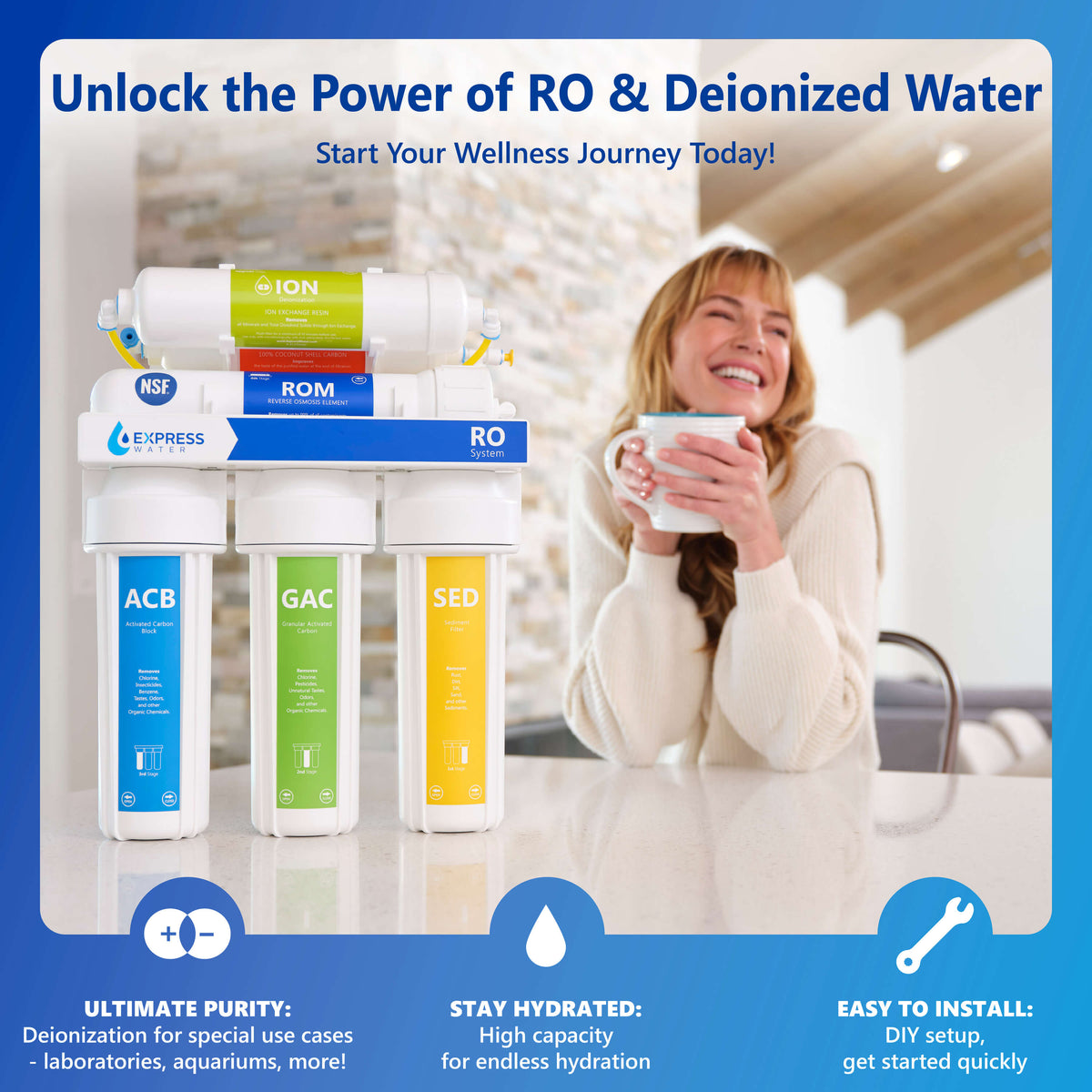Deionization Reverse Osmosis System Modern Faucet –Chrome