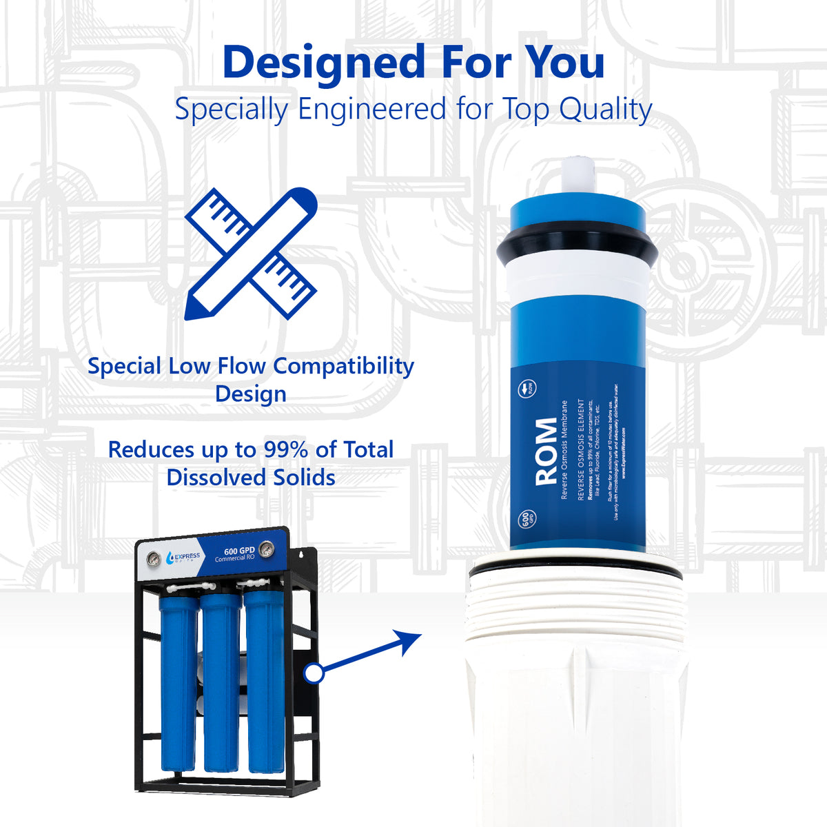 Commercial RO System 600 GPD High Efficiency Filtration Express Water