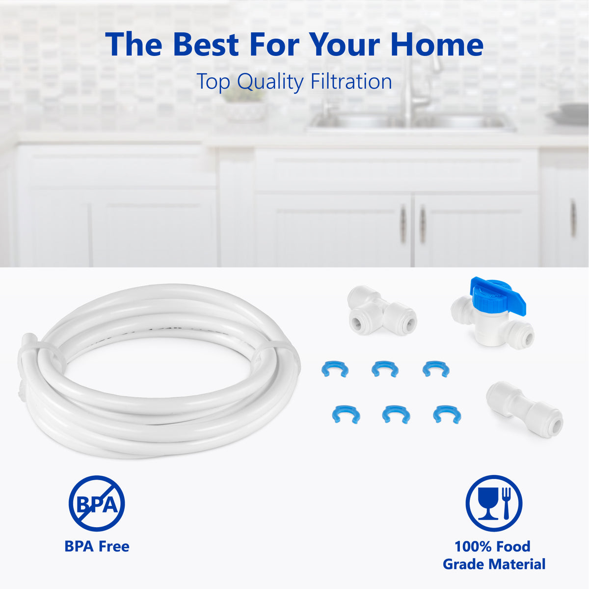 PureSec IMK01 Ice Maker Water Line Kit 3/8&1/4 Fridge Water Line  Connection DIY Kit for Connecting Reverse Osmosis Water Filtration System  to Refrigerator/Ice Maker 