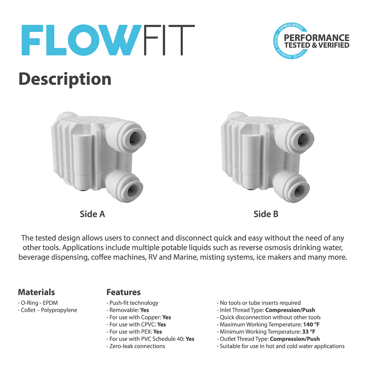 Automatic Shut Off Valve 1/4" Inch Fittings Express Water