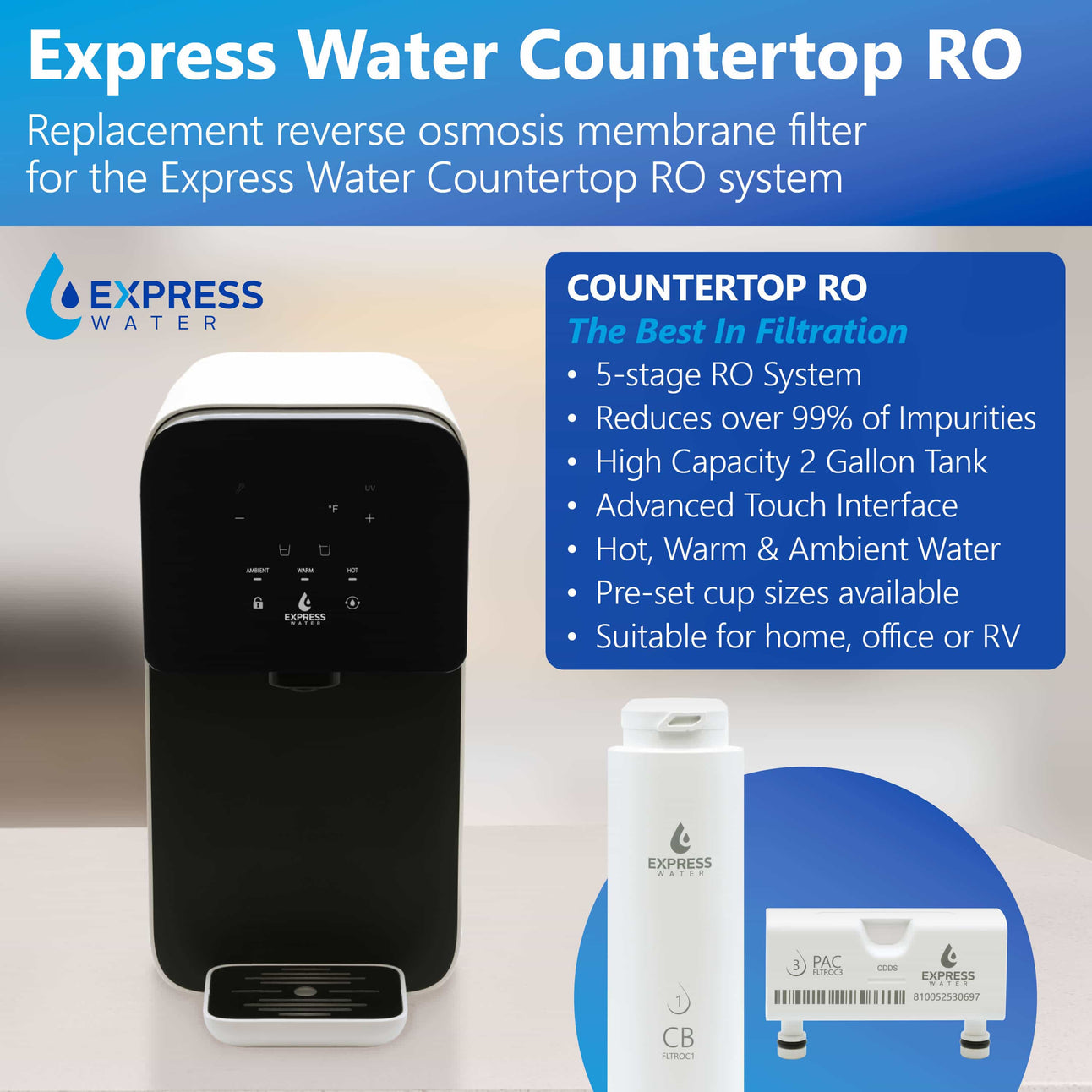 5-Stage Countertop RO Replacement Pre/Post Filter Set – Express Water
