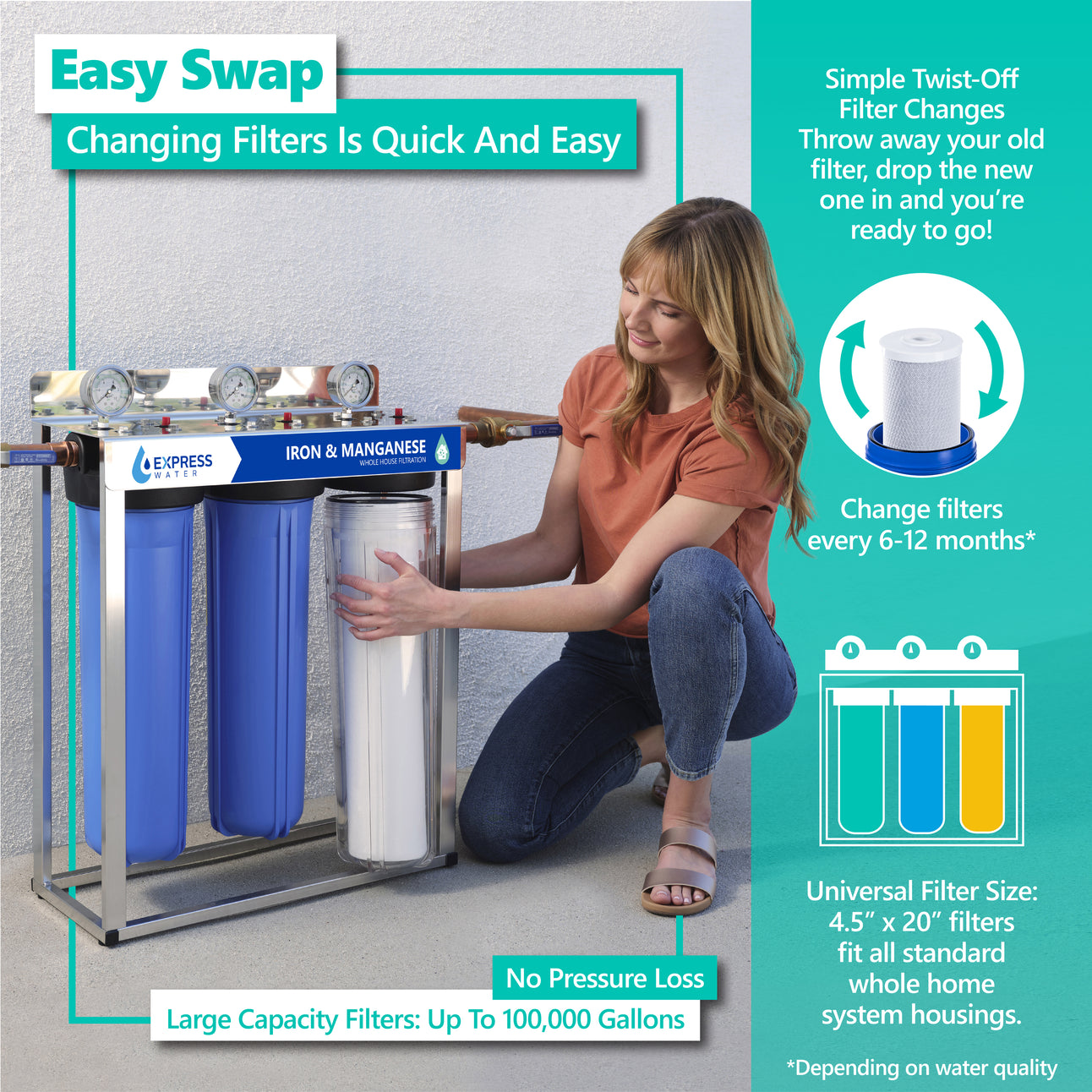 Water Filter Unit Complete Set Iron & Manganese Whole House Water Filter Replacement Set – Express Water