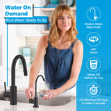 Alkaline & Ultraviolet RO System with modern matte black faucet