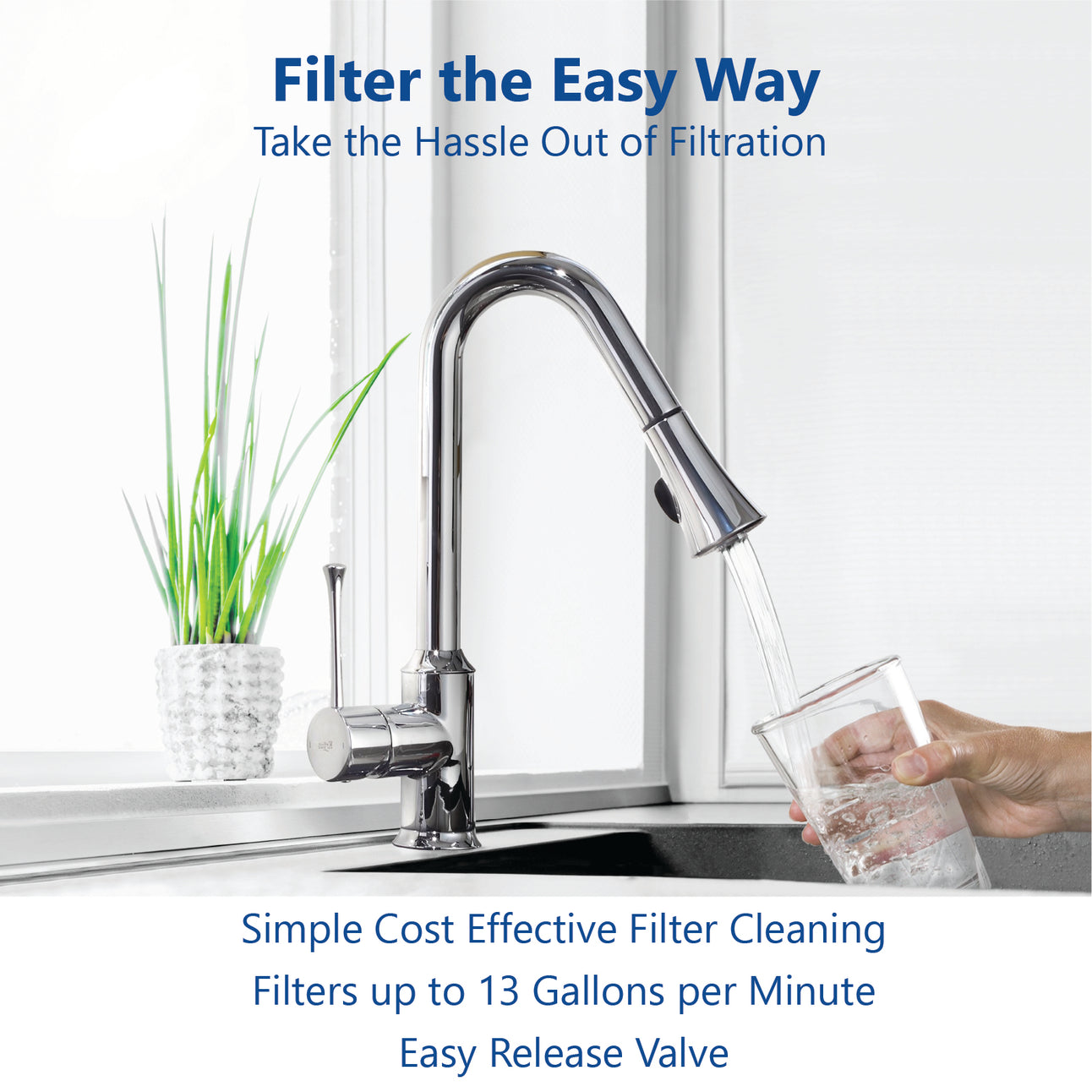 Whole House Sediment Water Filter – Spin Down Home Water Filtration System – 50 Micron Reusable Cartridge – 1” and 3/4" Compatible – includes Filter, Mounting Bracket, and Adapters, and More - dev-express-water