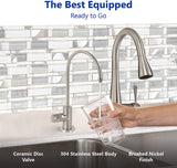 Express Water Modern Brushed Nickel Water Filter Faucet – Drinking Water Faucet – Reverse Osmosis Filtration System and Kitchen Sink Beverage Faucet – Simple 3-Piece Easy Install Faucet