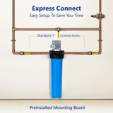 Express Water Whole House System Compatible Replacement Filter Housing, 20-inch Housing 4.5” x 20”, 1-inch NPT Inlet Outlet, Heavy Duty Standard Size Includes Bracket, Pressure Gauge, Wrench