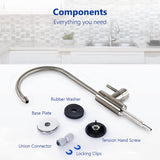Express Water Modern Brushed Nickel Water Filter Faucet – Drinking Water Faucet – Reverse Osmosis Filtration System and Kitchen Sink Beverage Faucet – Simple 3-Piece Easy Install Faucet