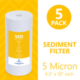 Sediment Replacement Filter – SED Dirt, Sand, Rust High Capacity Water Filter – Whole House Filtration – 5 Micron – 4.5” x 10” inch