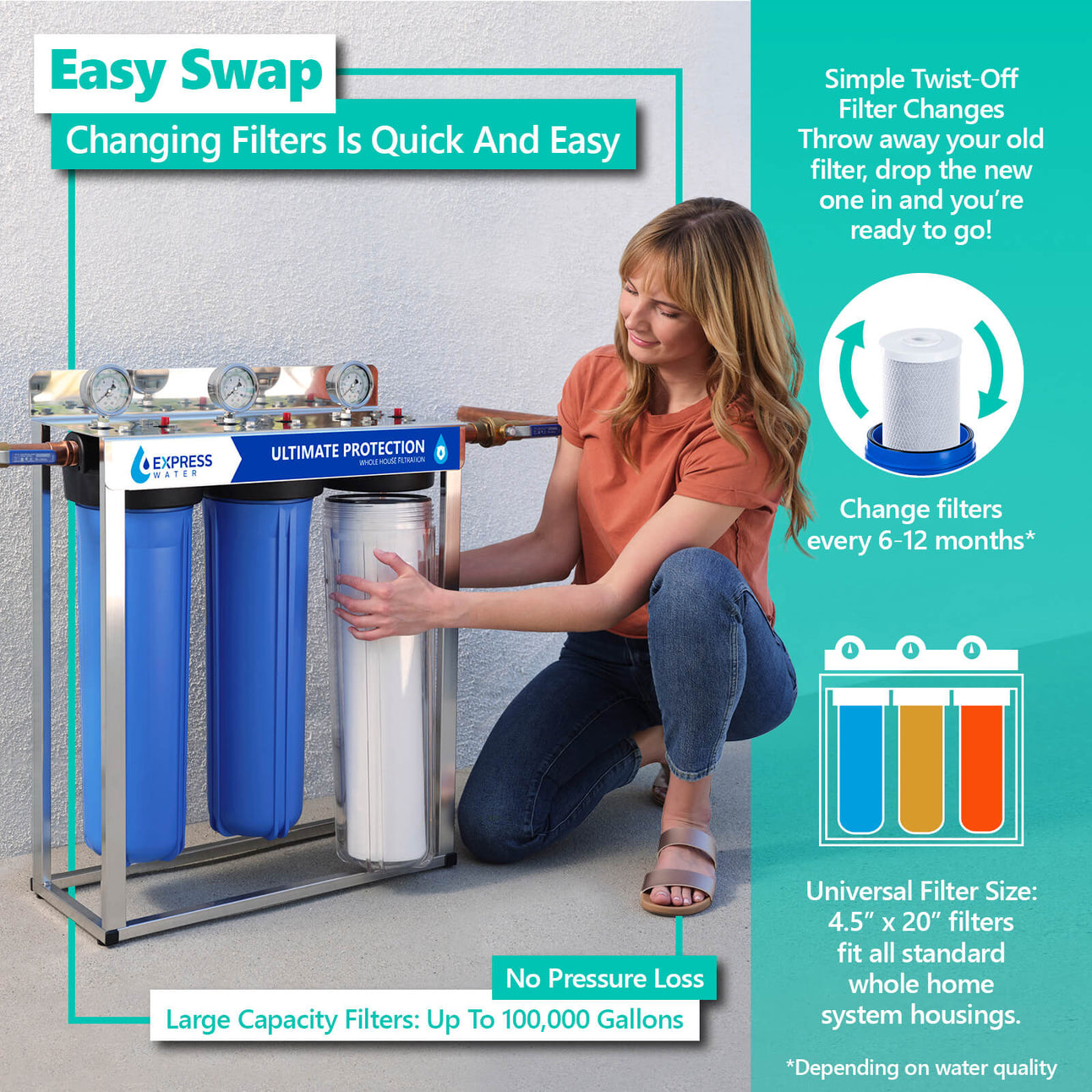 easy swap whole house water filtration system