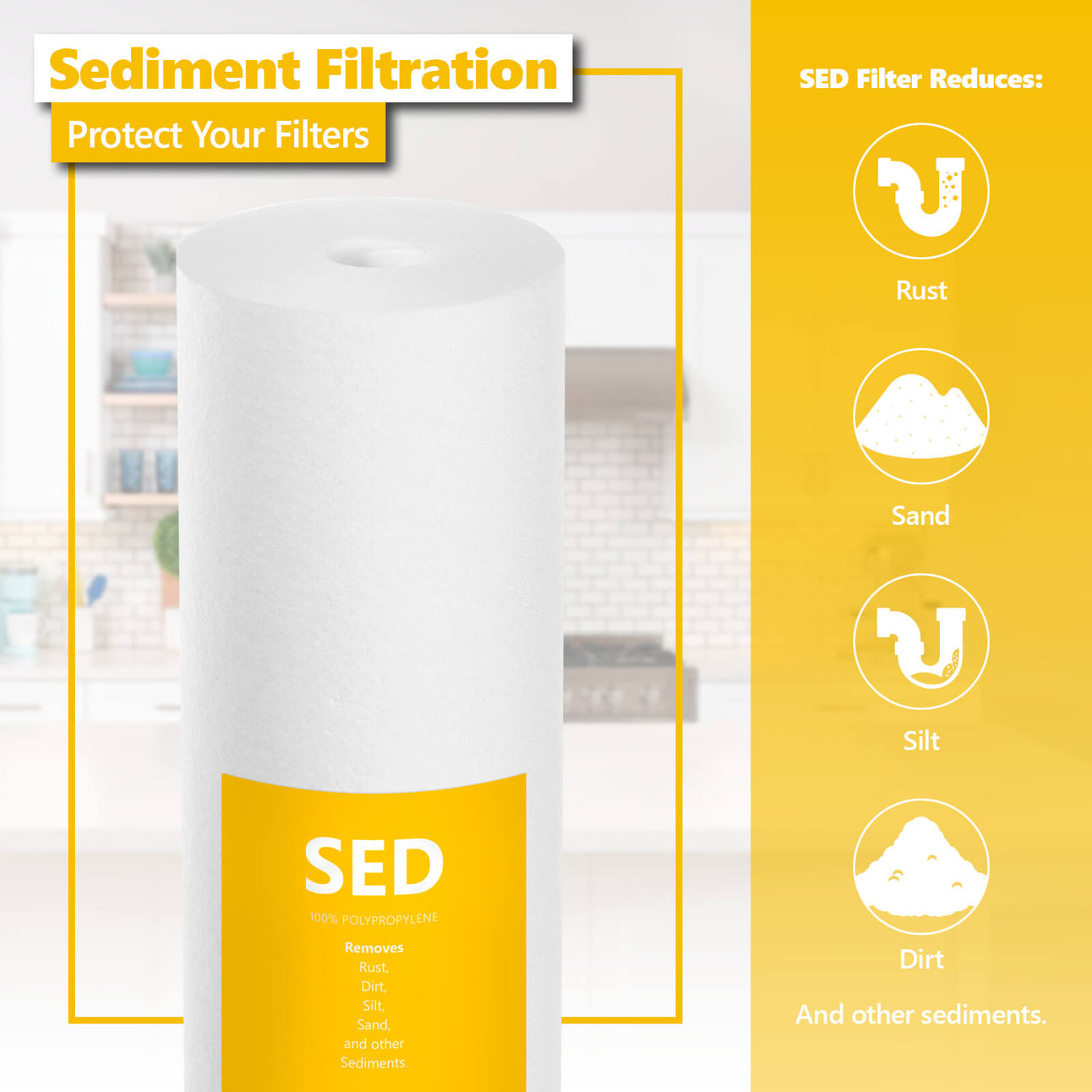 Express Water – Sediment Replacement Filter – Whole House Replacement Water Filter – SED High Capacity Water Filter – 5 Micron Water Filter – 4.5” x 20” inch