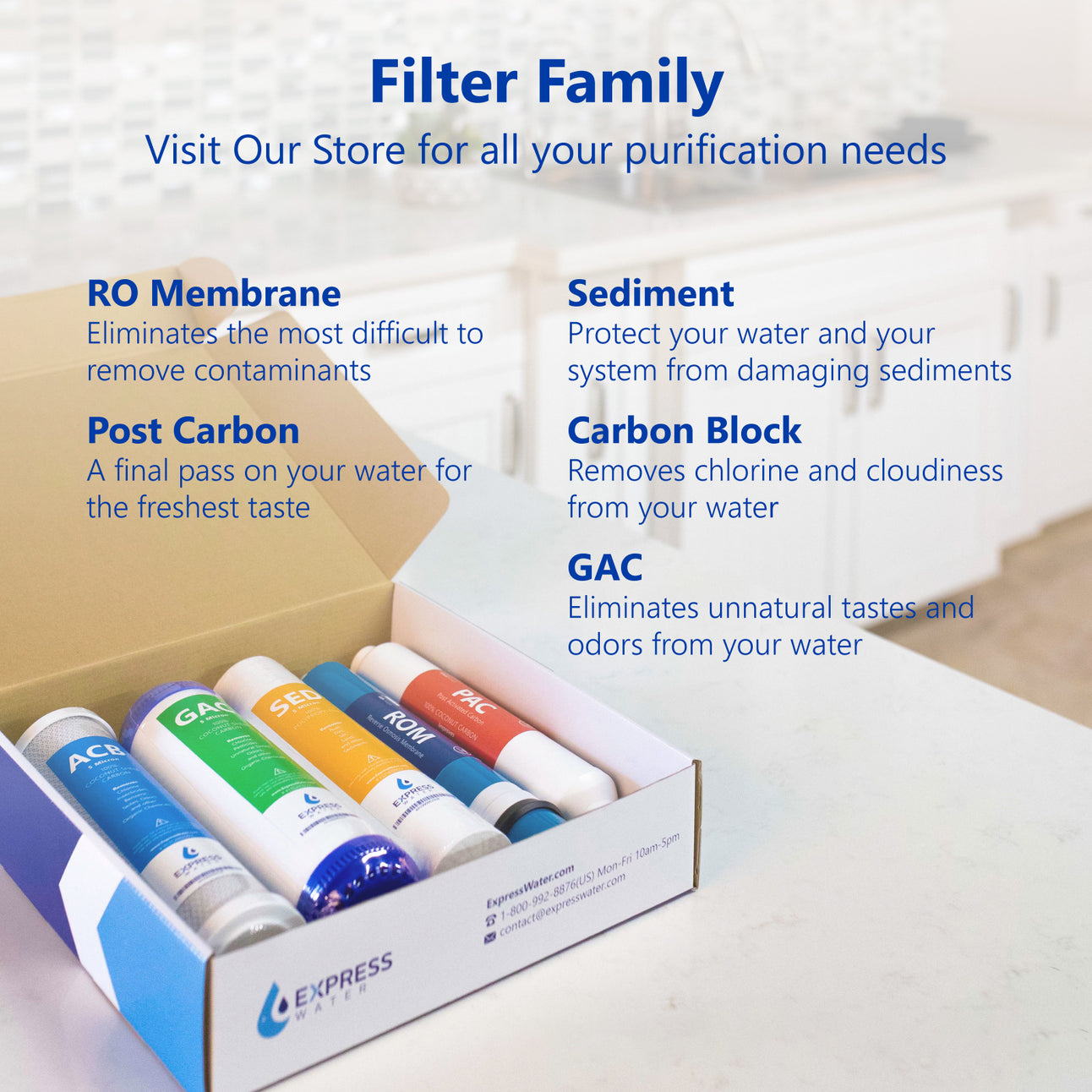 Express Water Sistema de filtro de agua para toda la casa, sistema de  filtración de agua de 3 etapas con filtros de sedimentos, GAC y carbono,  reduce