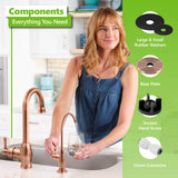 Express Water Deluxe Water Filter Faucet – Brushed Copper Coke-Shaped Faucet – 100% Lead-Free Drinking Water Faucet – Compatible with Reverse Osmosis Water Filtration Systems