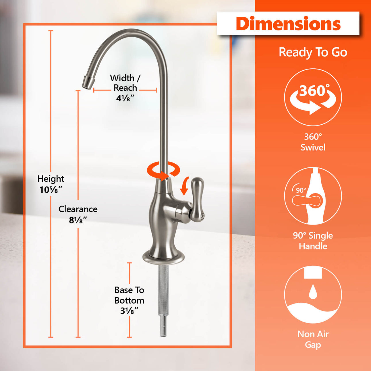 Drinking Water Faucet Brushed Nickel,Wellup Reverse Osmosis Faucet