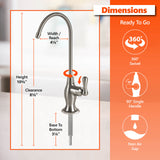 Express Water Deluxe Water Filter Faucet – Brushed Nickel Coke-Shaped Faucet – 100% Lead-Free Drinking Water Faucet – Compatible with Reverse Osmosis Water Filtration Systems - PRTFCT14001DBN