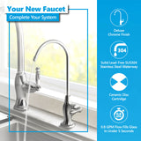 Express Water Deluxe Water Filter Faucet – Chrome Coke-Shaped Faucet – 100% Lead-Free Drinking Water Faucet – Compatible with Reverse Osmosis Water Filtration Systems - PRTFCT14001DC
