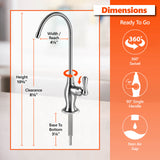Express Water Deluxe Water Filter Faucet – Chrome Coke-Shaped Faucet – 100% Lead-Free Drinking Water Faucet – Compatible with Reverse Osmosis Water Filtration Systems - PRTFCT14001DC
