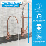 Express Water Modern Water Filter Faucet – Brushed Copper Faucet – 100% Lead-Free Drinking Water Faucet – Compatible with Reverse Osmosis Water Filtration Systems - PRTFCT14001MBC