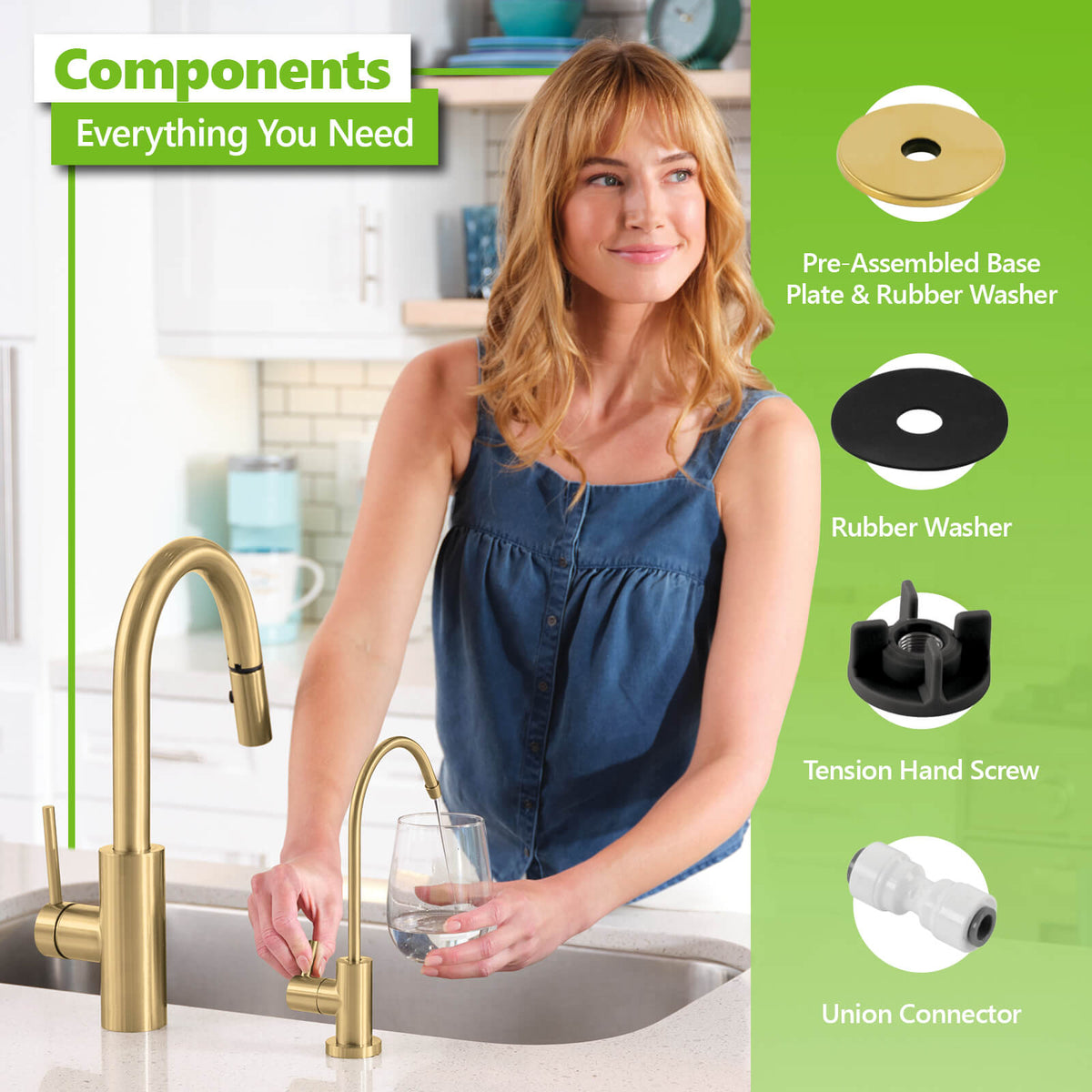 Modern Water Filter Faucet Brushed Gold Express Water