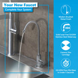 Express Water Modern Water Filter Faucet – Brushed Nickel Faucet – 100% Lead-Free Drinking Water Faucet – Compatible with Reverse Osmosis Water Filtration Systems