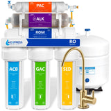 Alkaline RO System with modern brushed gold faucet