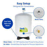 tankRO – RO Water Filtration System Expansion Tank – 3 Gallon Water Tank -– Compact Reverse Osmosis Water Storage Pressure Tank with Free 1/4" Tank Ball Valve