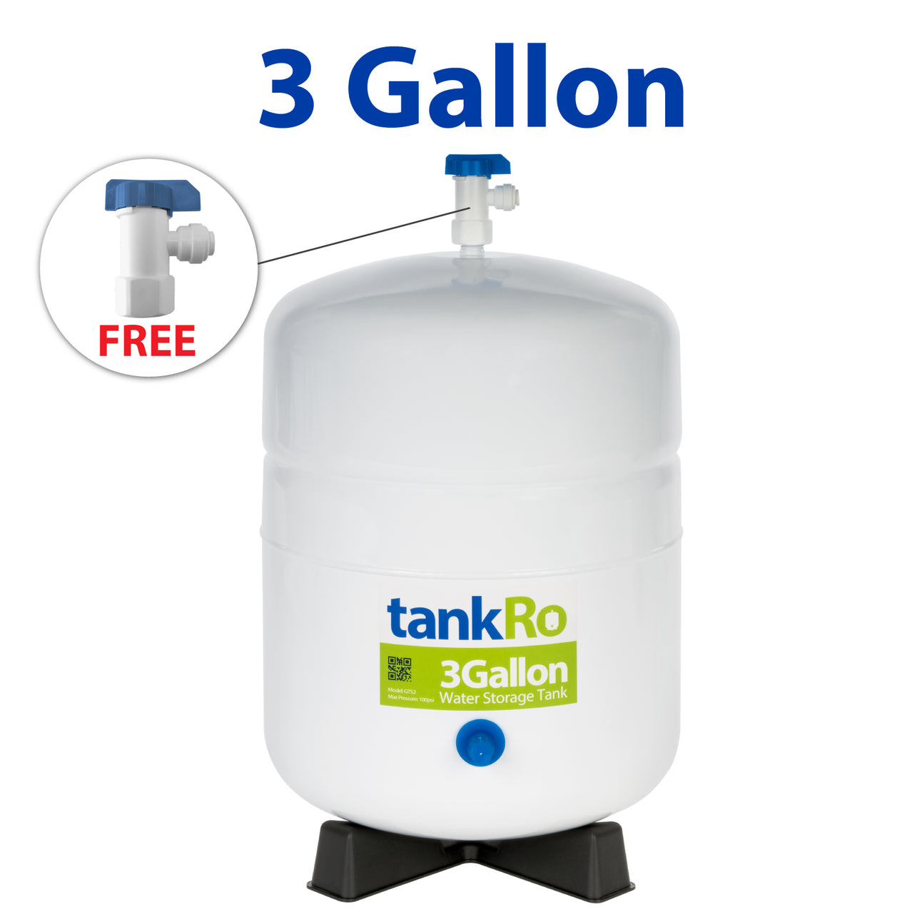 3 Gallon RO Expansion Tank – Compact Reverse Osmosis Water Storage Pressure Tank by tankRO – with FREE Tank Ball Valve - dev-express-water