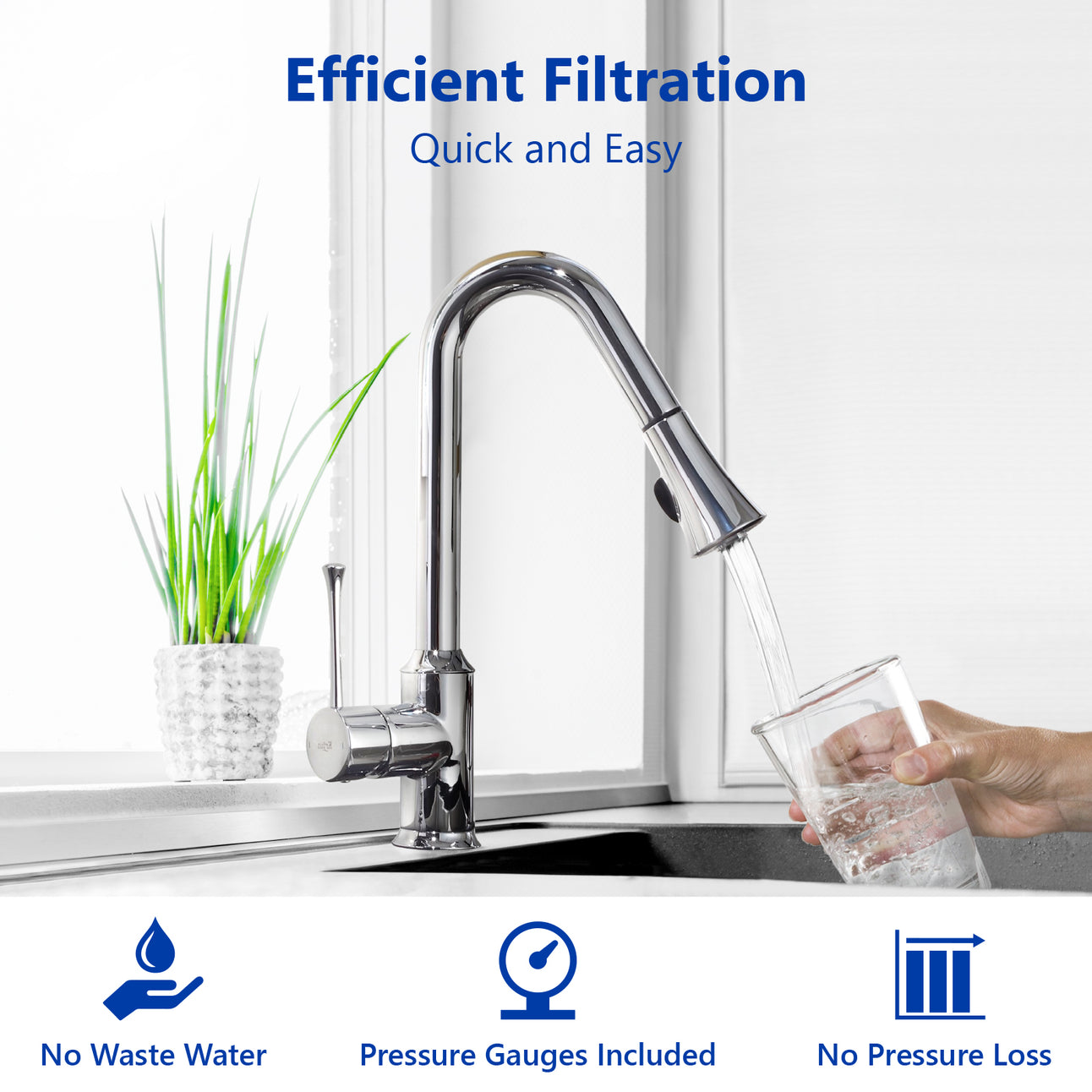 Anti Scale Whole House Water Filter – Home Water Filtration System – Polyphosphate Conditioner – Pressure Gauge, Easy Release, 1” Inch Connections - dev-express-water