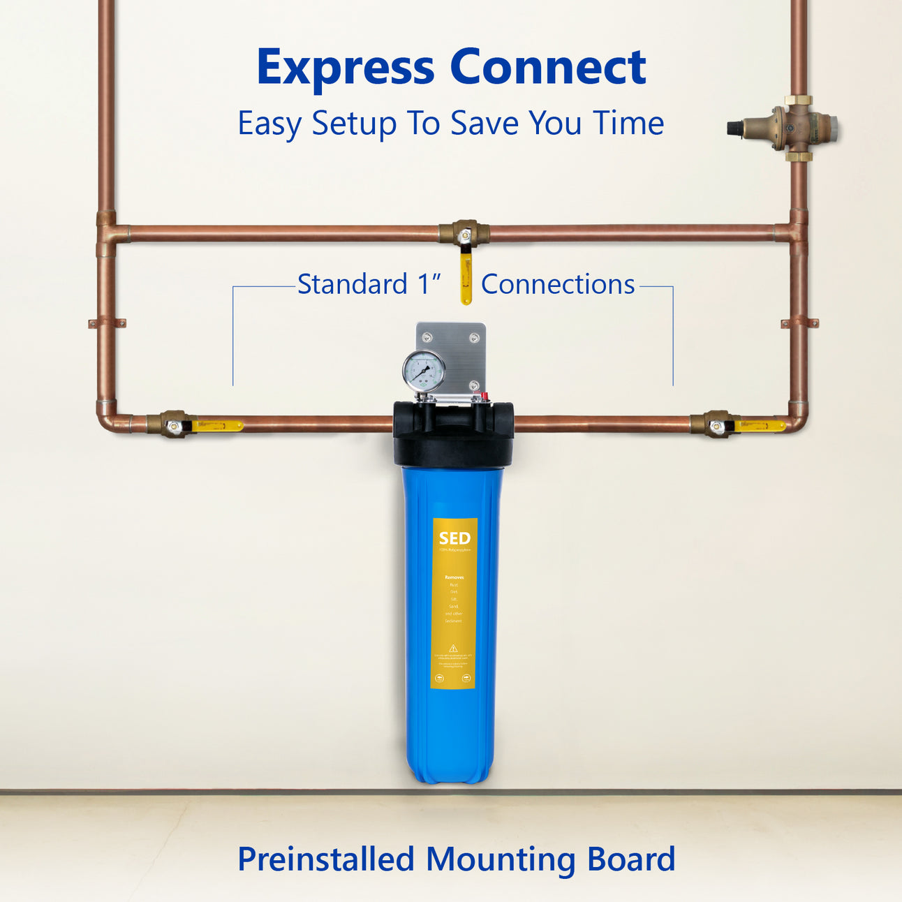 Express Water Whole House Water Filter – Home Water Filtration System – Sediment Filter – includes Pressure Gauge, Easy Release, 1” Inch Connections - dev-express-water